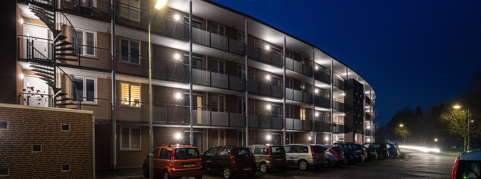 Lightronics RINK armaturen in een appartementencomplex van Veluwonen in Eerbeek