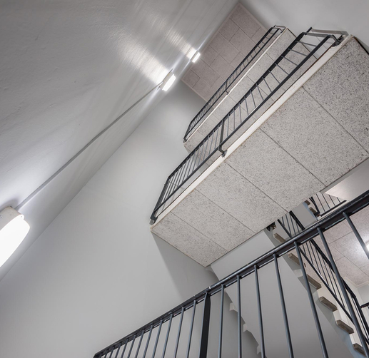 Lightronics GPA armaturen in het trappenhuis van een appartementencomplex in Weezenhof in Nijmegen