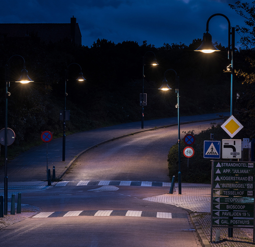 Lightronics GAM en MAK armaturen bij een toegangsweg in het buitengebied in Texel